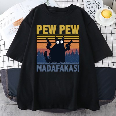 Pew Madafakas Men's Tshirt Cute Black Cats Printing Shirt Me
