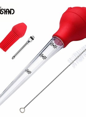 Turkey Baster Silicone Bulb Including Meat Marinade Injector