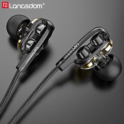 Langsdom D4C Wired Earphone Headphones with Microphone Dual