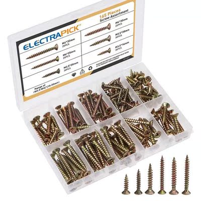 165Pcs M4 Screws Assortment Stainless Steel Cross Countersun