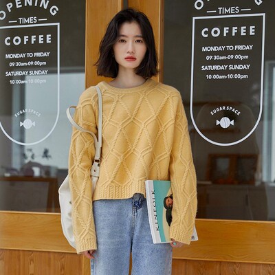 2021 autumn and winter new short knitwear loose and versatil