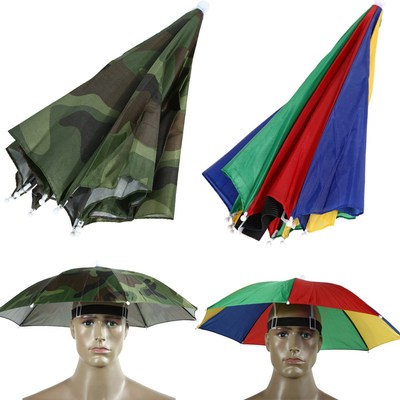 55cm Foldable Headwear Umbrella Fishing Hiking Hat Cap Campi
