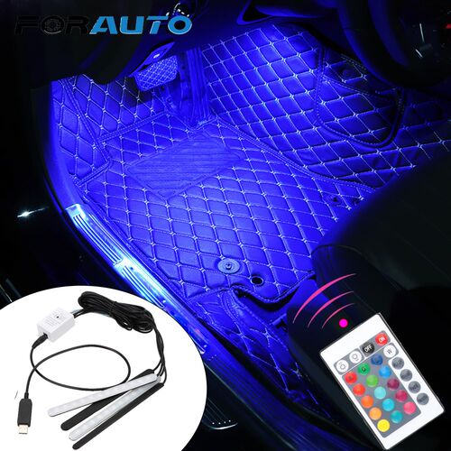FORATO 4 in 1 Car Floor Foot RGB LED Strip Light Car Interio