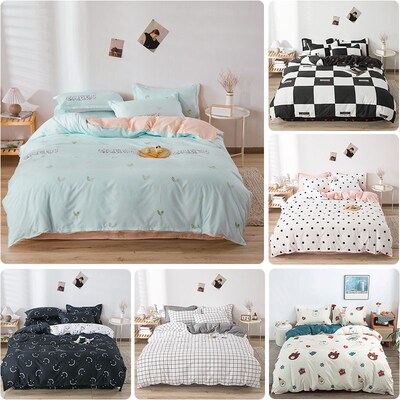 Fashion Print Pure Cotton Bedding 4 Pcs Set Cozy Bed Sheet Q