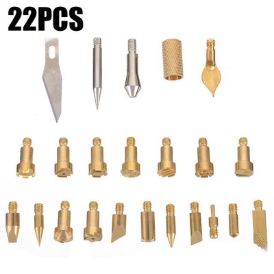 22Pcs Copper Soldering Pyrography Tips Wood Engraving Burnin