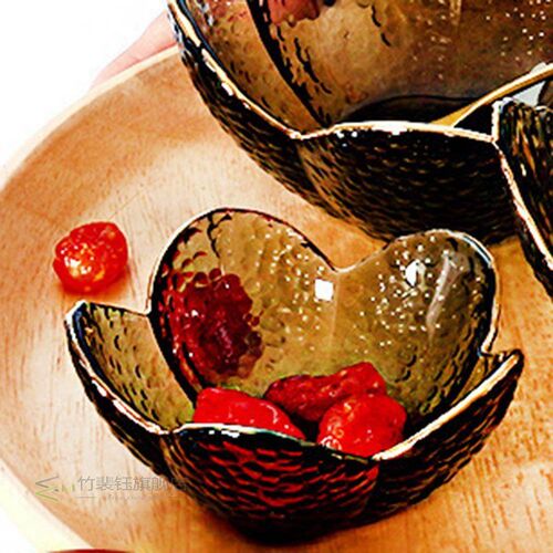 Glass Plates Dish Gold Inlay Edge Food Serving Plate Fruit D