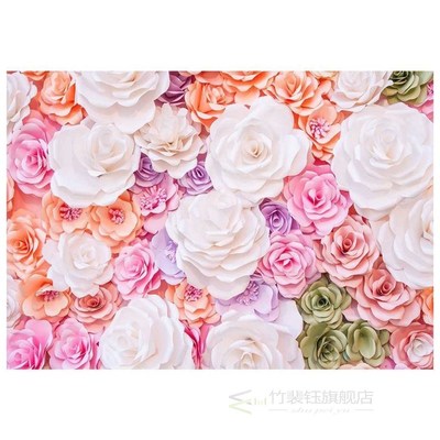 7x5ft Photography Backdrop 3D color pink paper flower wall g