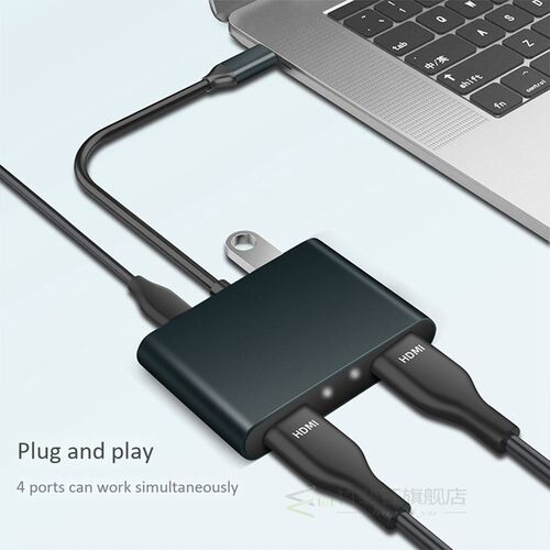 USB C to Dual HDMI Adapter 4K, 4 in 1 Type C to Dual HDMI, U