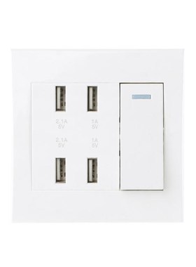 AC 220V 10A Wall Switch Socket 4 USB Port Charger Power Outl