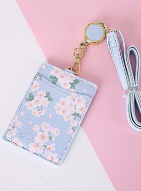 Flowers Leather Badge Holder Lanyards Id Card Badge Name Tag