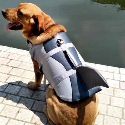 Pet Dog Life Jacket Ripstop Dog Lifesaver Shark Vests Summer