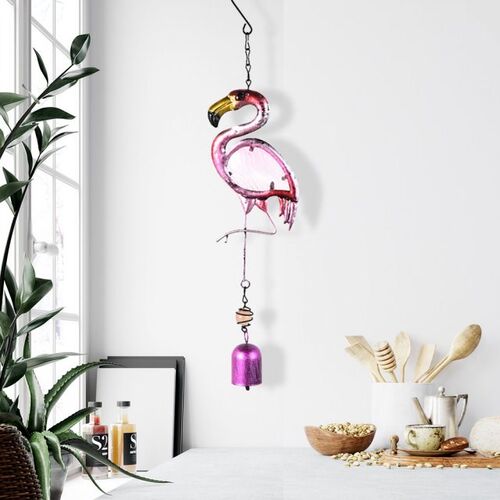 Flamingo Wind Chime Wrought Hang Metal Bird Bell Wind Spinne