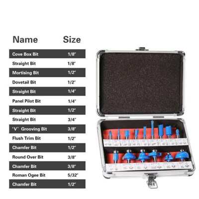 12/15/24PCS Woodworking Milling Cutters Set 6mm Shank Carbid