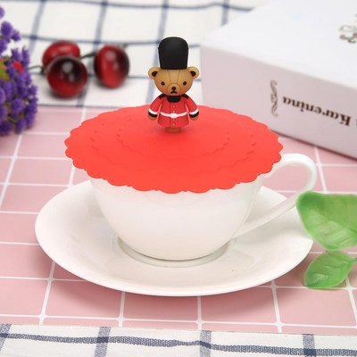 Cartoon Snowman Lid Coffee Mug Silicone Cup Cover Dustproof