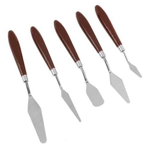 5pcs/set Metal Paint Brush Stainless Steel Spatula Art Scorp