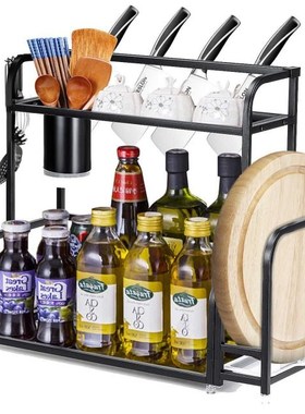 2 Layer Metal Spice Storage Rack 30/40/50cm Kitchen Multi-fu