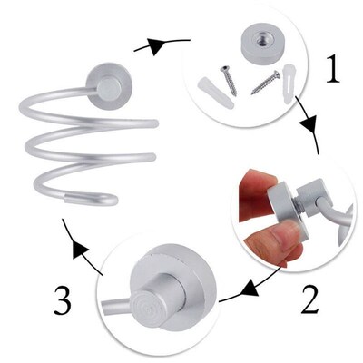 Wall Mount Blower Spiral Stand Durable Stainless Steel Hair