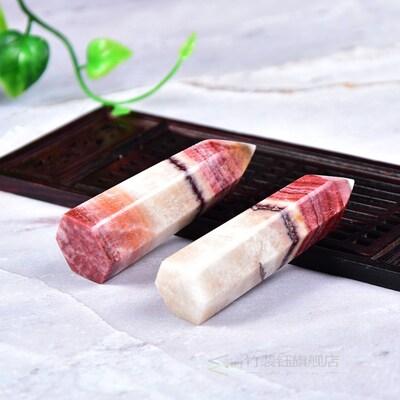 Natural Crystal Rhodochrosite Quartz Point Healing Stone Hex