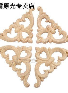 4Pcs 6cm/8cm Wood Onlay Applique Wooden Oak Woodcarving Deca
