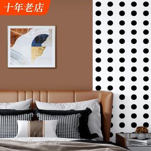 轻奢高级感墙纸复古客厅卧室沙发黑白咖啡色波点背景家用壁纸 美式