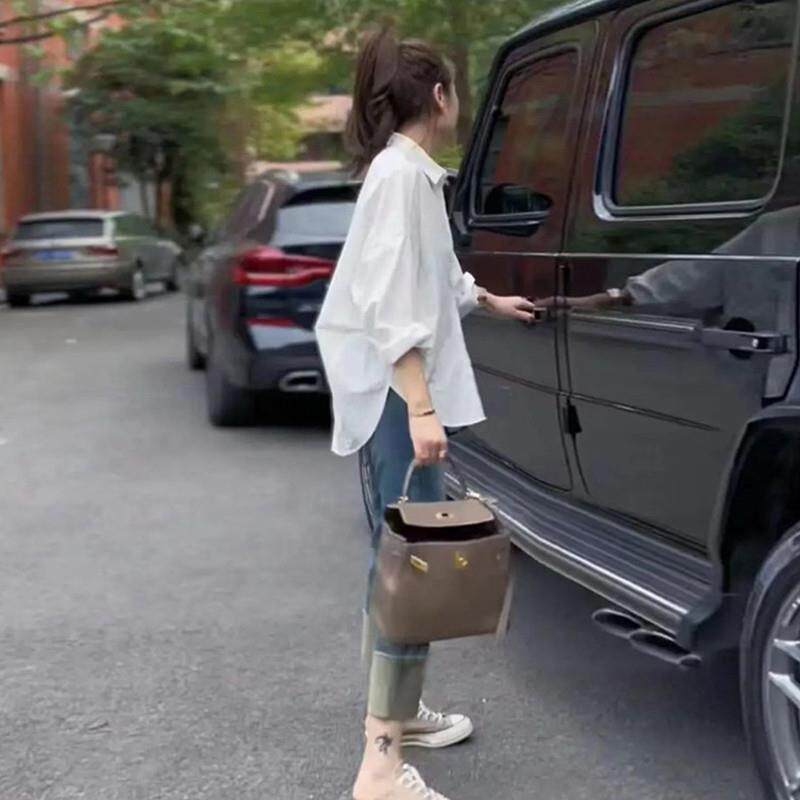 LILY MOST法式衬衣短袖高级感上衣女2023设计感小众宽松白色衬衫