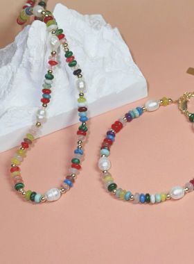 多巴胺天然石珍珠项链手链