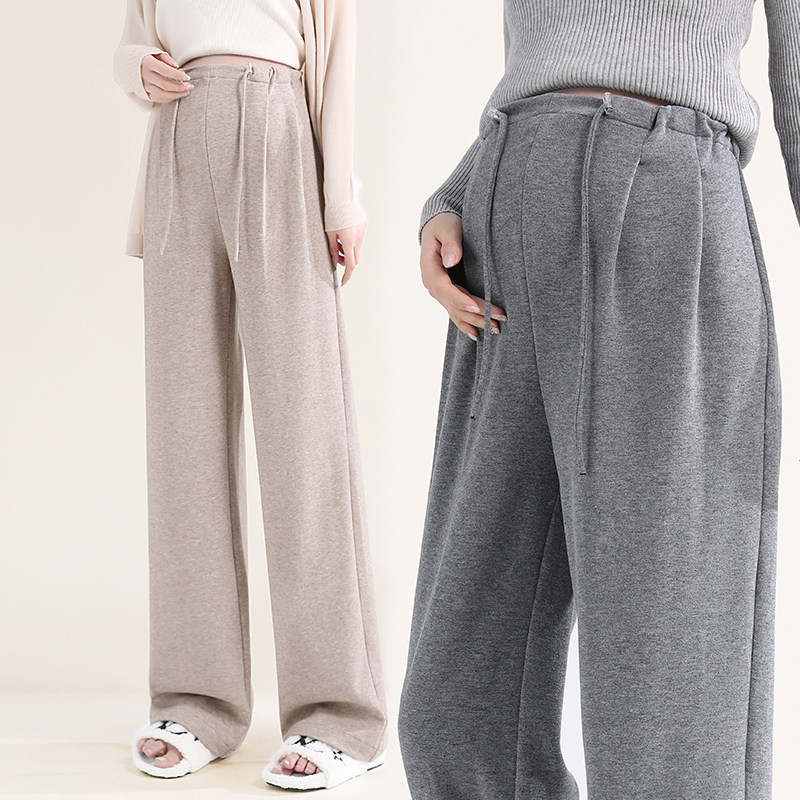 孕妇裤子春秋外穿阔腿裤2023新款小个子无托腹直筒秋冬款拖地裤春