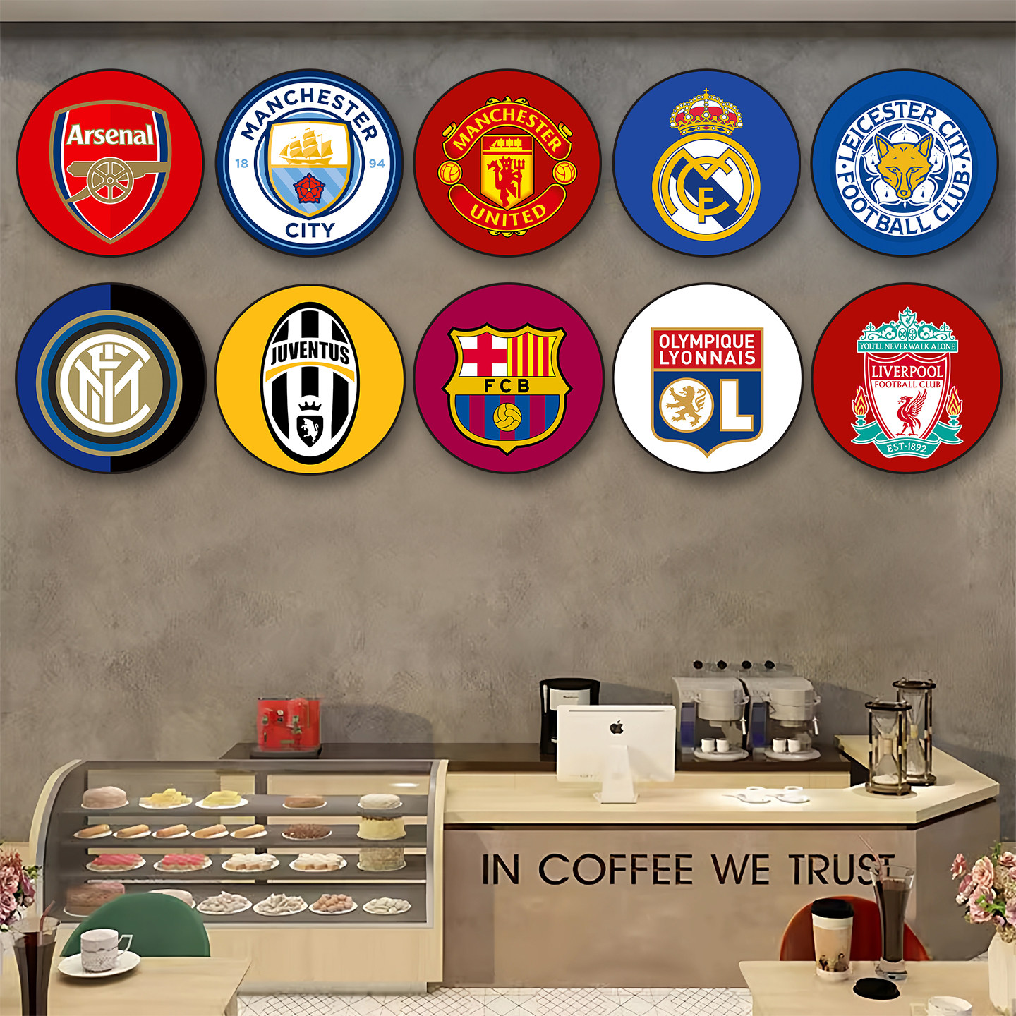 足球队徽装饰画世界杯俱乐部主题背景墙面海报挂画体彩店队徽图案,家居饰品,现代装饰画,淘宝优惠券,粉丝福利购,淘宝优惠卷