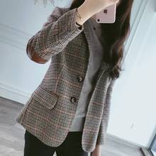 显瘦英伦短款 2022新款 修身 外套女韩版 小个子毛呢西服春 格子小西装