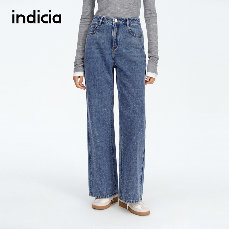 indicia标记25秋新款简约百搭直筒牛仔裤时尚阔腿裤F2A5NK002F-1