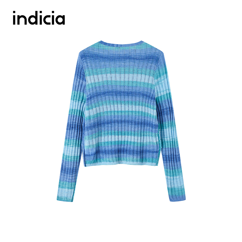 indicia标记商场同款25春新款多巴胺渐变色条纹针织衫 F2A5ZZ038F