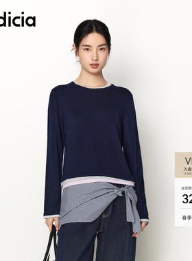 indicia标记2026春季新款松弛感撞色领舒适短款显高针织L2A6ZZ045