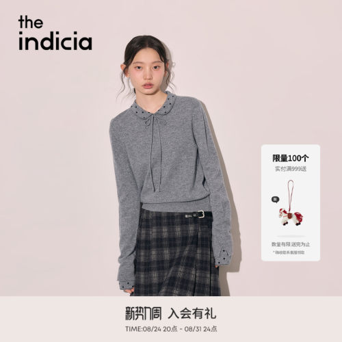 the indicia标记2026冬新款甜美少女感波点娃娃领毛衫 L2D6MS288Y