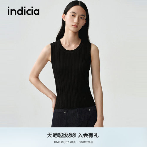 indicia标记显瘦设计感背心