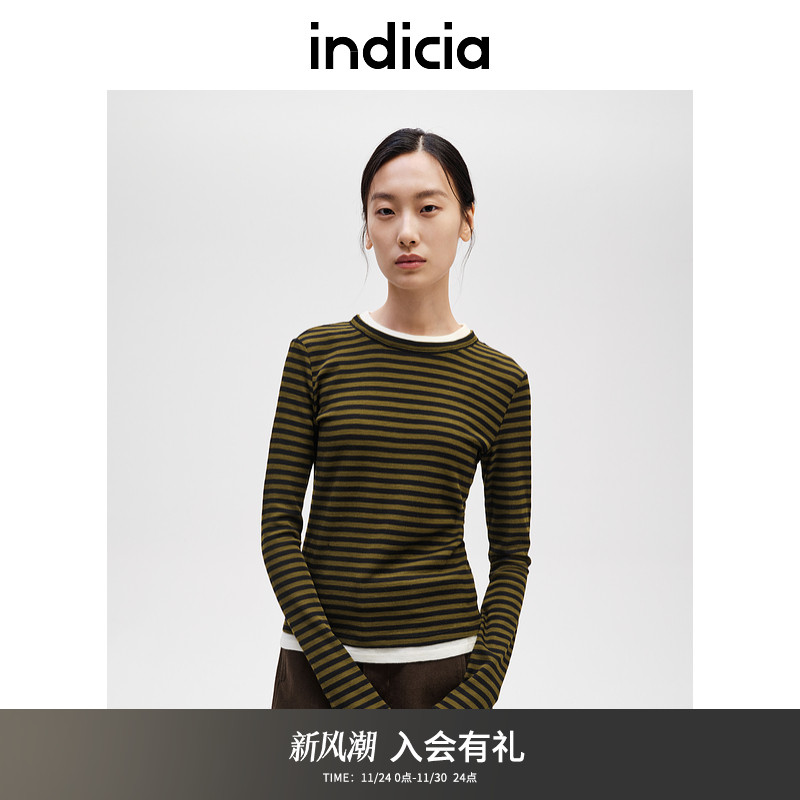 indicia标记简约百搭条纹T恤