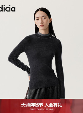 indicia标记2025冬季新款撞色设计半高领毛衫舒适针织衫L2D5MS295