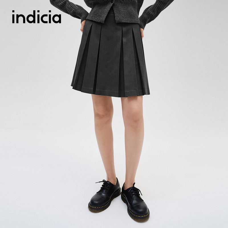 indicia标记甜美气质百褶半身裙