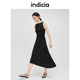简约收腰褶皱无袖 indicia标记夏季 连衣裙6B404LQ234F 智性黑裙