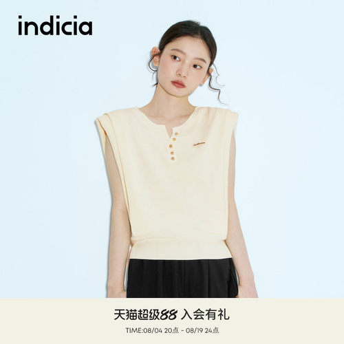 indicia标记商场同款夏季新款简约百搭气质无袖针织衫 F2B5ZZ233C