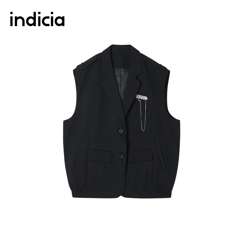 indicia标记女装商场同款设计感斯文西装马甲外套马夹 3A201MJ039