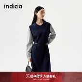 indicia标记2025冬新款 条纹背心裙气质文艺风复古连衣裙L2D5LQ262