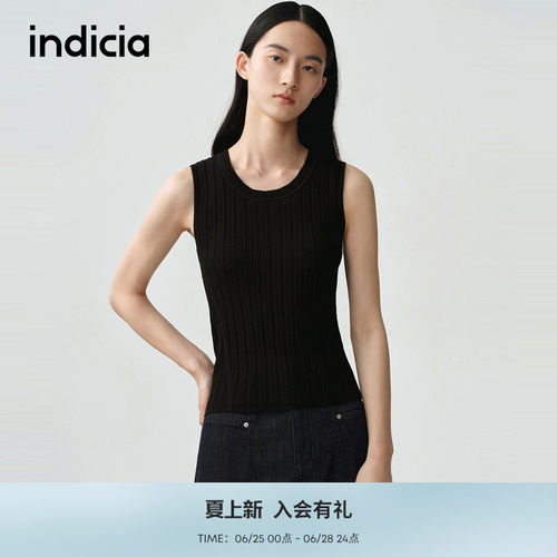 indicia标记显瘦设计感背心