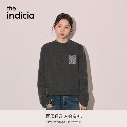 the indicia标记2026冬季新款复古工装氛围感撞色毛衫 L2D6MS307Y