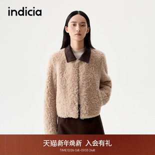毛毛外套显高显瘦L2D5WT265 俏皮精致短款 indicia标记2025冬季 新款