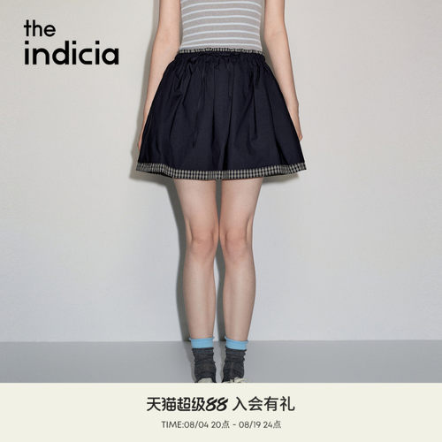 the indicia标记2026秋季新款学院复古感撞色A字半身裙L2C6QZ228Y
