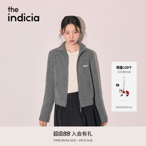 the indicia标记2026冬季新款高领拉链短款绵羊毛开衫 L2D6KS318Y