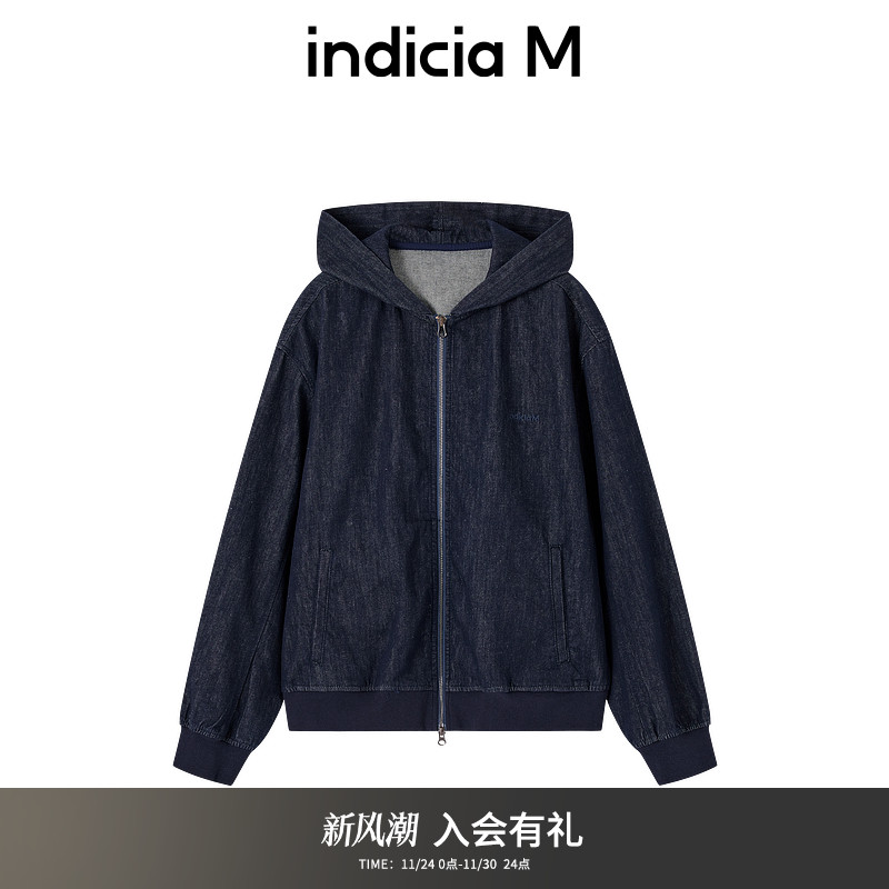 indiciaM标记男装商场同款25春新款休闲连帽拉链外套 M2A5WT025B