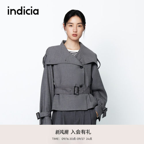indicia标记商场同款春秋新款慵懒风气质收腰夹克外套F2A5WT048C