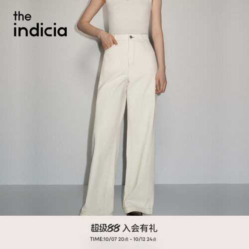 the indicia标记2026秋季新款清爽米白高腰阔腿牛仔裤L2A6NK039-1