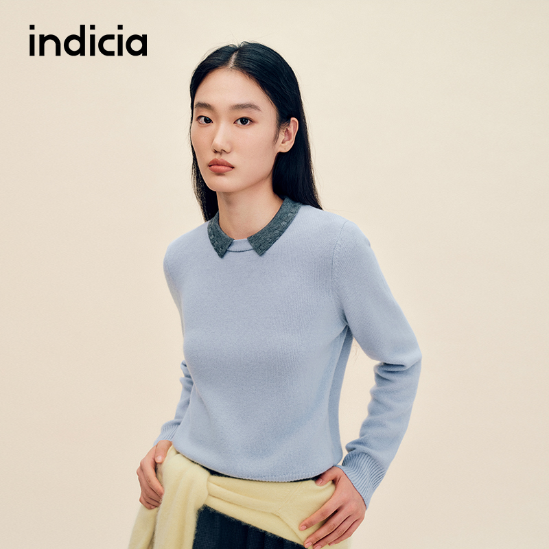 indicia标记商场同款2025冬新款学院风减龄柔软针织衫 F2D5ZZ504N